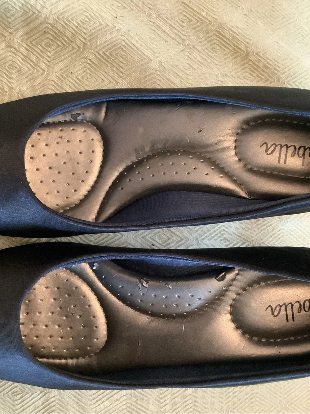 Abella Black (Navy?) Satin Peep-Toe Heels
